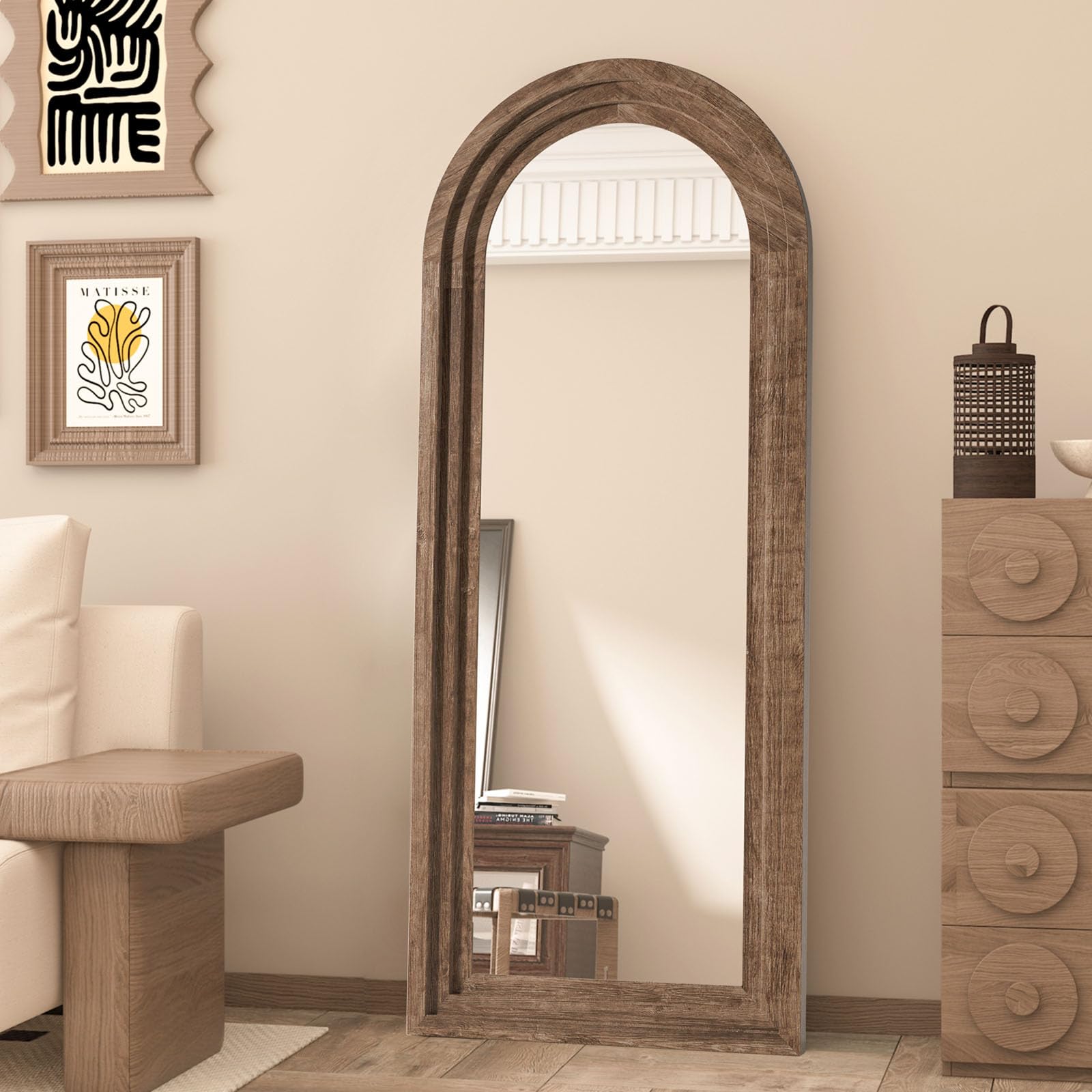 Amazon.co.jp: CASSILANDO 65x24インチ アーチ型木製フレームミラー